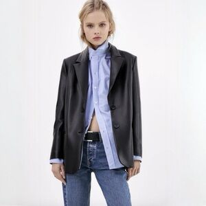 ZARA Faux Leather Oversized Blazer